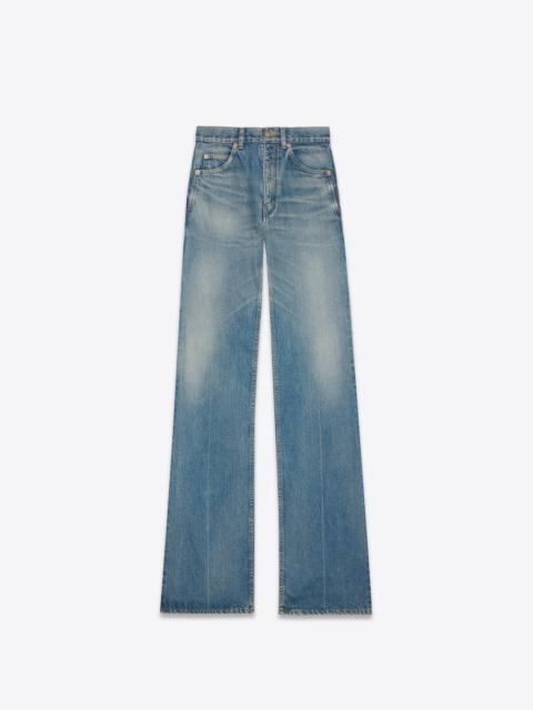 SAINT LAURENT v-waist long baggy jeans in vintage blue denim