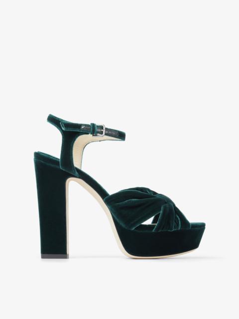 JIMMY CHOO Heloise 120
Dark Green Velvet Platform Sandals