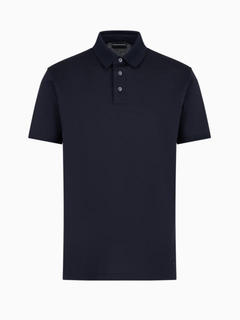 EMPORIO ARMANI 3D-effect embossed jacquard jersey polo shirt