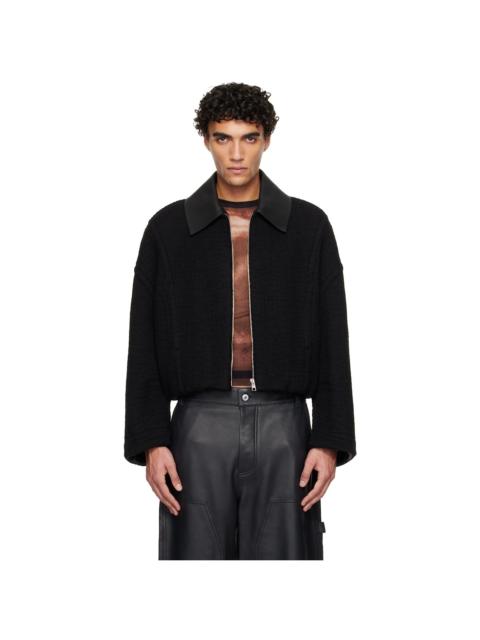 Jean Paul Gaultier Black Heavy Wool Bomber Jacket
