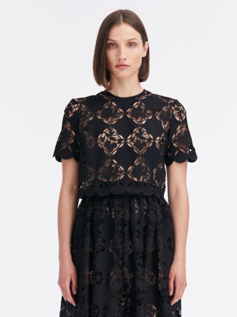 Oscar de la Renta GARDENIA GUIPURE EYELET BLOUSE