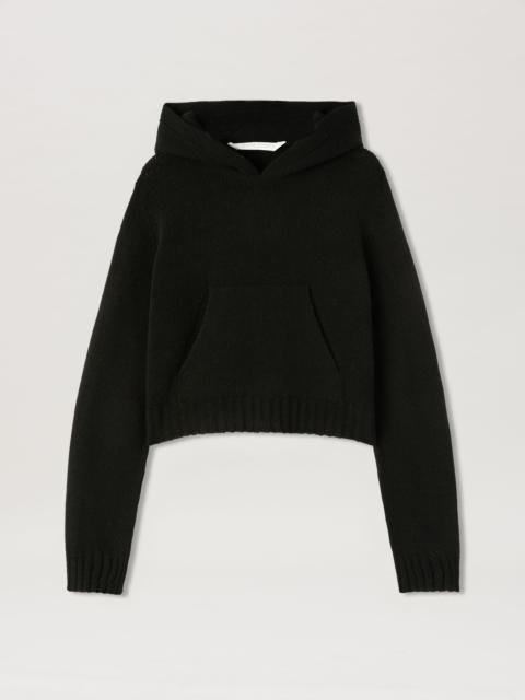 Curved Logo Knit Hoodie