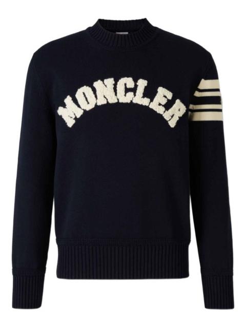 Moncler logo-embroidered striped-sleeve sweater
