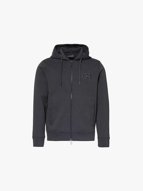 Logo-embroidered relaxed-fit cotton-blend stretch-jersey hoody