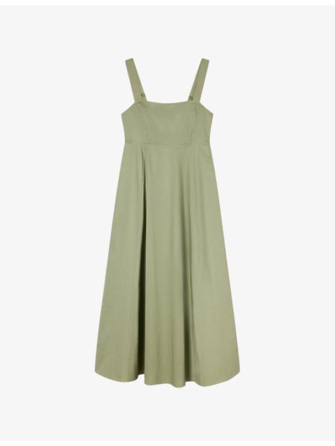 WHISTLES Strappy Square-Neck Cotton Midi Dress