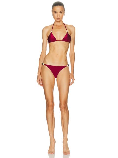 ADRIANA DEGREAS Solid Triangle Beaded Bikini Set