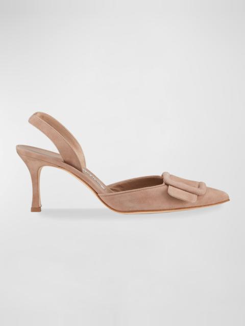 Manolo Blahnik Maysli Suede Buckle Slingback 펌프