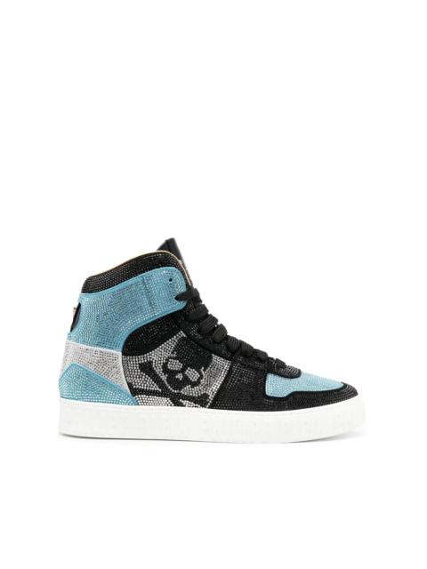 crystal-embellished high-top sneakers