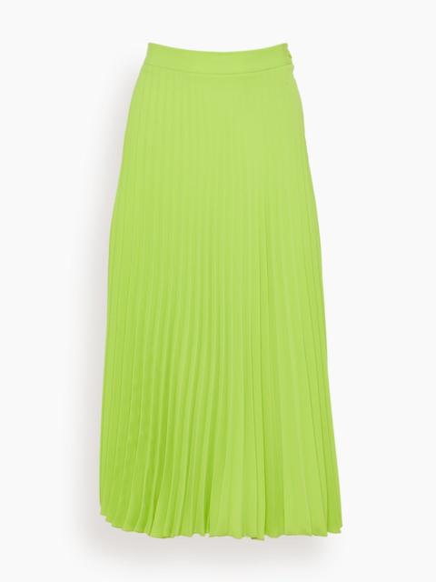 MM6 Maison Margiela Pleated Midi Skirt in Neon Green
