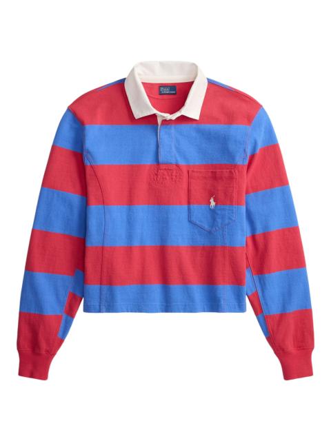 Polo Ralph Lauren Women's Striped Cotton Rugby Shirt - Sunset Red Greenwich Blue