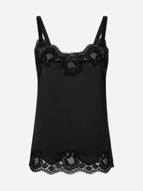 Lingerie top in satin and lace