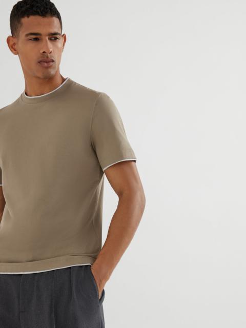 Brunello Cucinelli Cotton jersey crew neck T-shirt with faux-layering