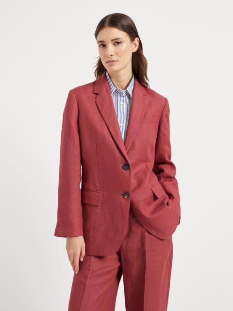 Brunello Cucinelli Dyed hemp and linen gabardine blazer with monili