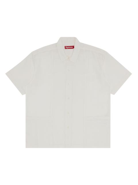 Supreme Mesh Panel Linen Short-Sleeve Shirt 'White'