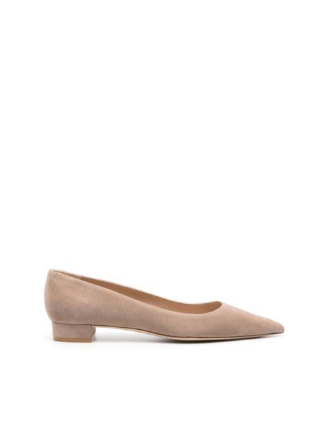 low-heel suede pumps