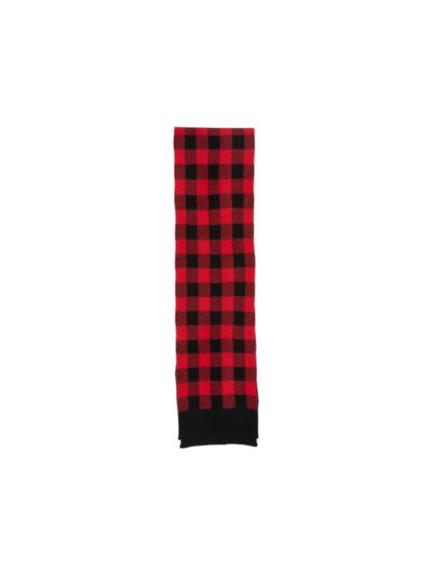 N°21 check-pattern ribbed-trim scarf