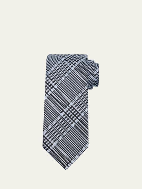 Men's Prince of Wales Grid Check Silk Tie