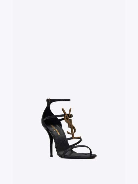 SAINT LAURENT cassandra sandals in smooth leather with gold-tone monogram