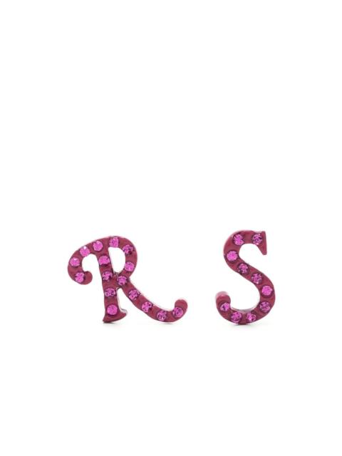 Raf Simons logo-lettering stud earrings