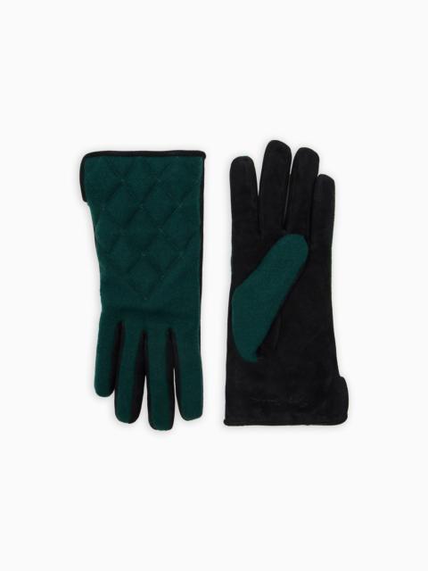 Suede and wool gloves