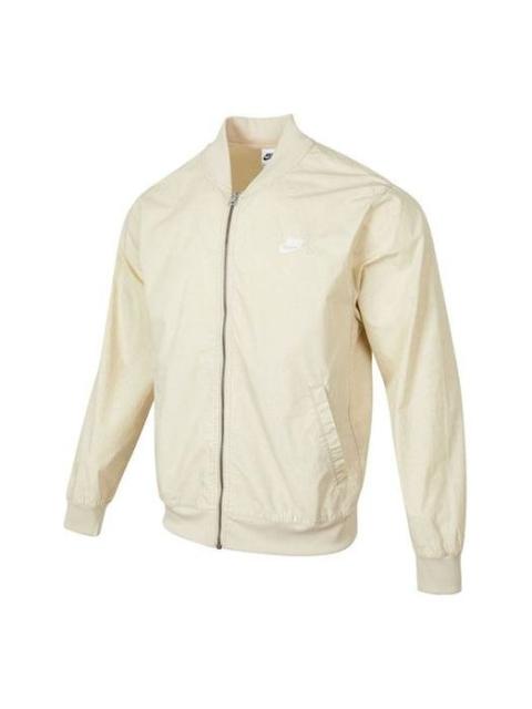 Men's Nike Solid Color Embroidered Logo Zipper Jacket Autumn Yellow DQ4590-206