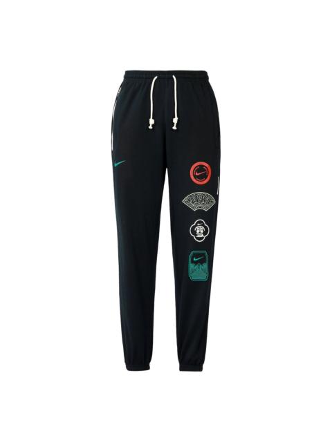 Nike Men's Nike Pattern Printing Lacing Casual Bundle Feet Sports Pants/Trousers/Joggers Black DR6405-010