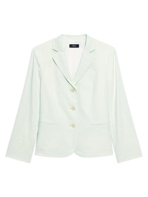 Theory Women's Shrunken Linen-Blend Blazer - Light Sea Glass