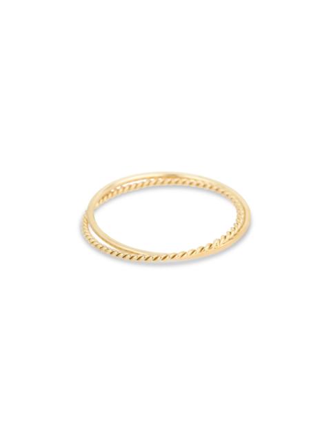 STONE AND STRAND Fine Gold Twist and Round Interlocking Band
