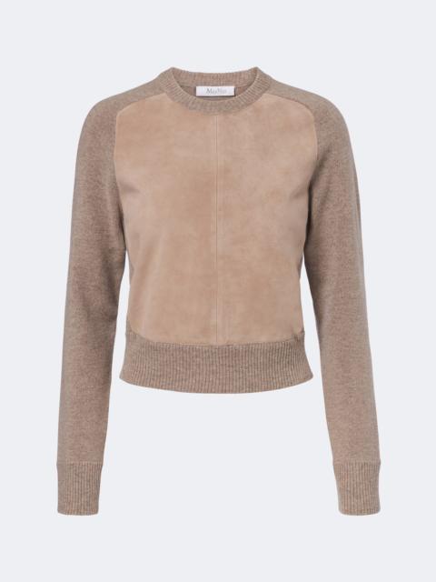 Max Mara Leather-trimmed wool and cashmere sweater