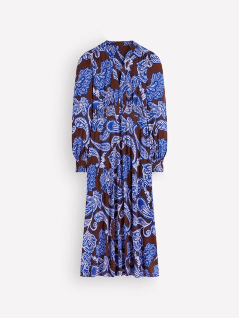 BODEN Georgia Jersey Midi Dress-Raw Umber, Paisley Bouquet