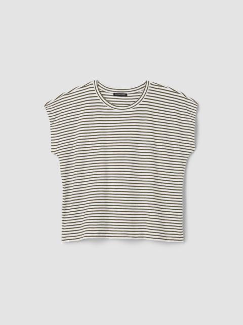 EILEEN FISHER Striped Organic Cotton Slub Crew Neck Tee