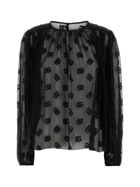Dolce & Gabbana Black Organza Blouse Nero Exterior: Silk Viscose Maglie