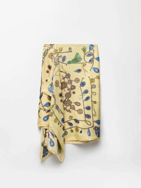 VERSACE Printed Silk Twill Midi Skirt