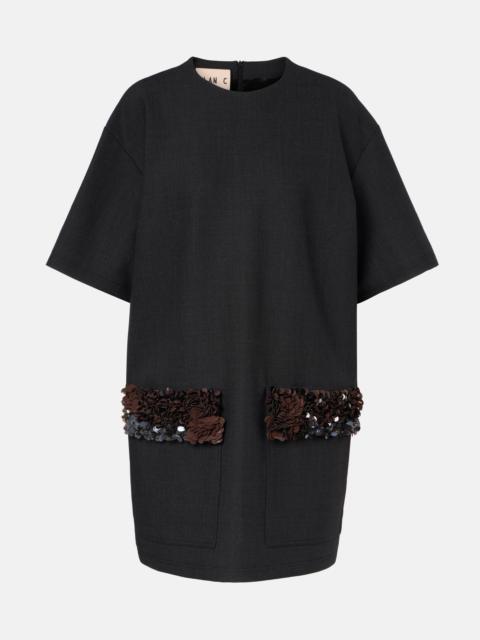 Plan C Sequined wool-blend minidress