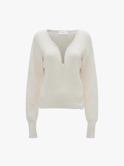 Victoria Beckham Frame Detail Shrunken Jumper In Natural