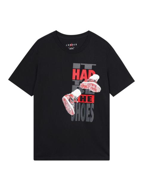 Jordan Air Jordan The Shoes Printing Sports Round Neck Short Sleeve Black DH8954-010