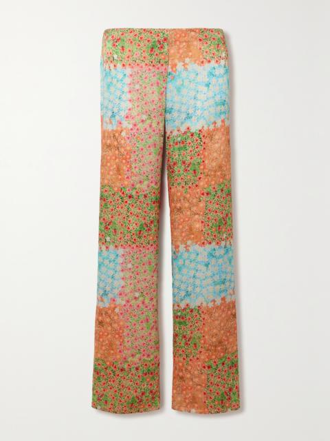 SIEDRÉS Sole Floral-printed Crinkled-crepe Wide-leg Pants