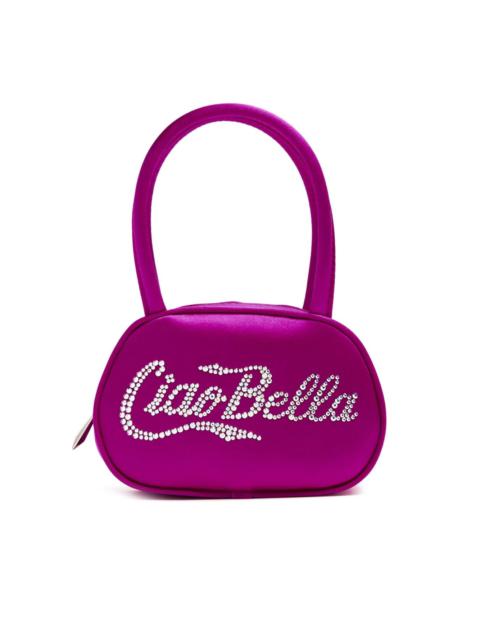 logo-embellished satin shoulder bag