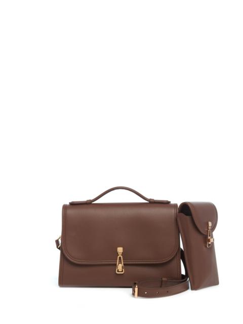 Medium Leonora Flap Bag in Chocolate Leather