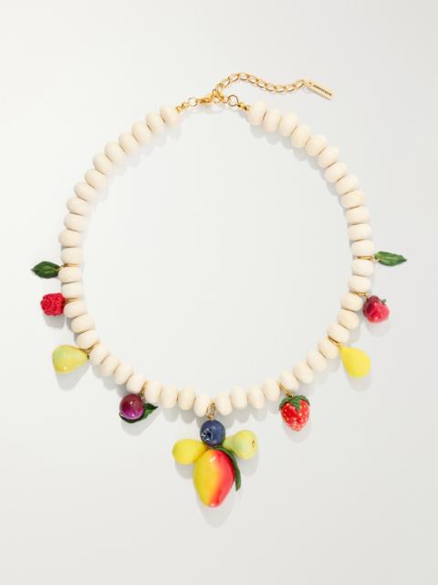 Jennifer Behr Fruita Beads, Resin And Gold-tone Necklace