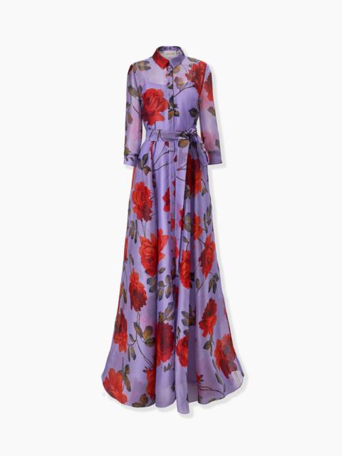 CAROLINA HERRERA Rose-Print Organza Trench Gown