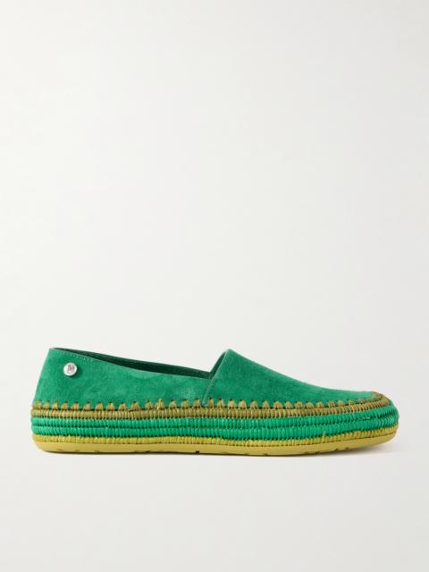 Loewe + Paula's Ibiza Rio Raffia-trimmed Suede Espadrilles