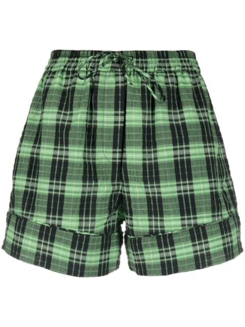 GANNI plaid-check drawstring 반바지