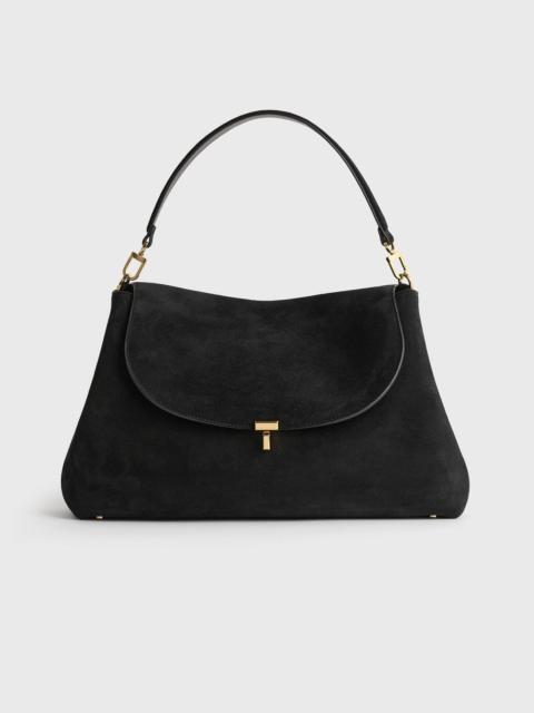 TOTEME T-lock suede satchel black