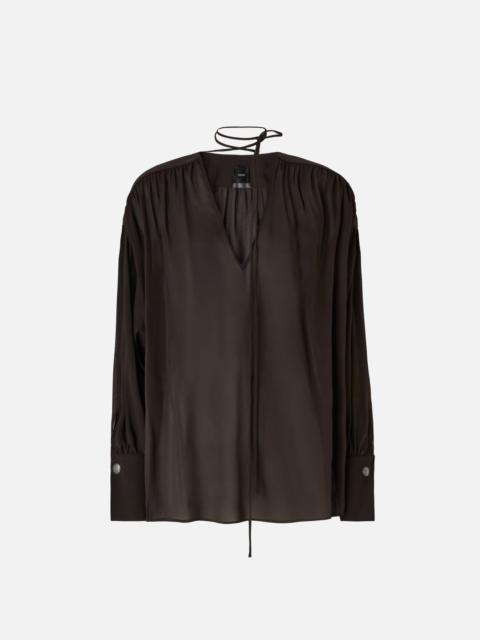 PINKO V-NECK BLOUSE WITH GATHERING