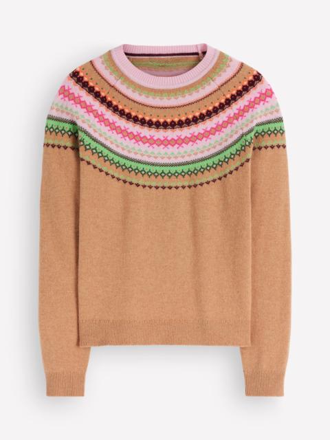 BODEN Edie Fair Isle Sweater-Camel fair isle