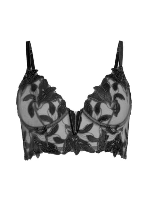 Fleur du Mal Women's Lily Lace Longline Underwire Bra - Black