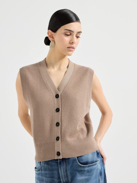 Brunello Cucinelli Sparkling cashmere rib knit vest
