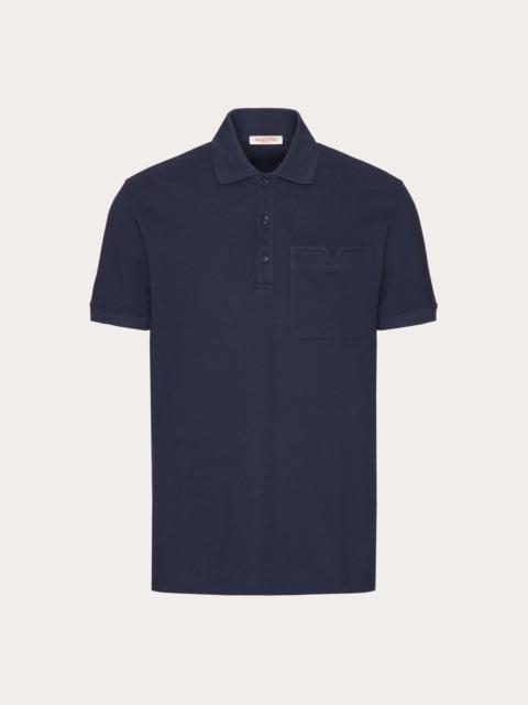 Valentino COTTON PIQUÉ POLO SHIRT WITH TOPSTITCHED V DETAIL