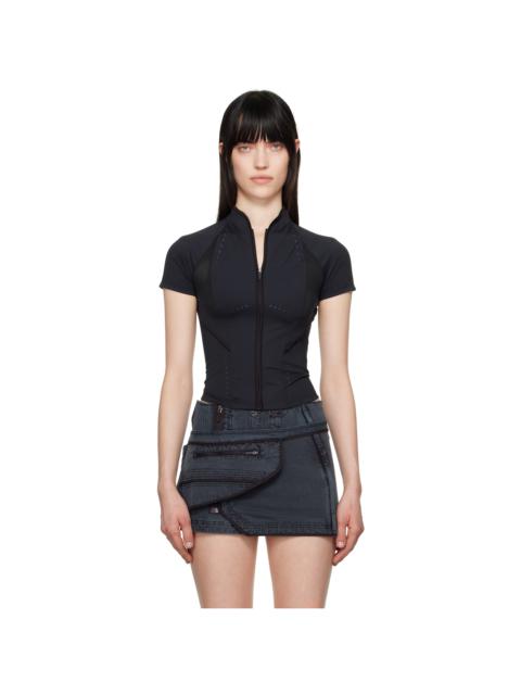 HYEIN SEO Navy Slashed Zip T-shirt